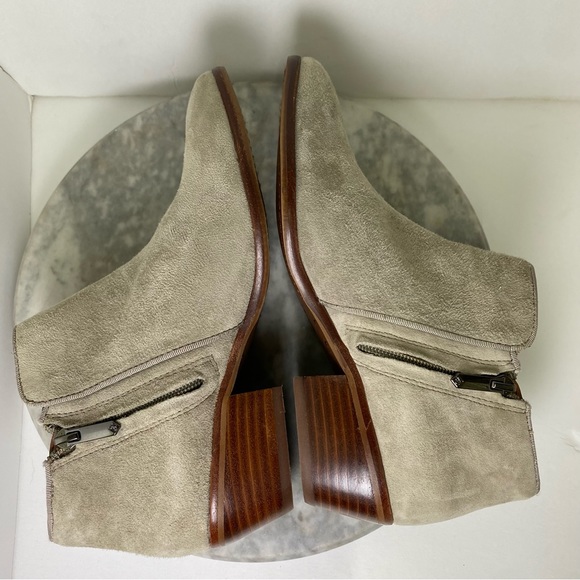 Sam Edelman Petty Suede Ankle Boots Taupe Gray Tan 7 Side Zipper - Picture 3 of 12